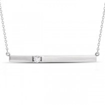 Horizontal Bar Necklace with Diamond Accent 14k White Gold 0.10ct