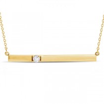 Horizontal Bar Necklace with Diamond Accent 14k Yellow Gold 0.10ct
