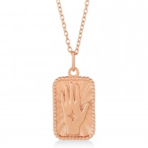 Hamsa Hand Tarot Pendant Necklace 14k Rose Gold