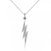 Diamond Accented Lightning Bolt Pendant Necklace in 14k White Gold (0.06ct)