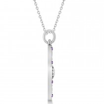 Compass Pendant Amethyst & Diamond Accented 14k White Gold (0.19ct)