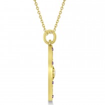 Compass Pendant Amethyst & Diamond Accented 14k Yellow Gold (0.19ct)