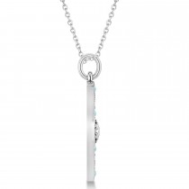 Compass Pendant Aquamarine & Diamond Accented 14k White Gold (0.19ct)