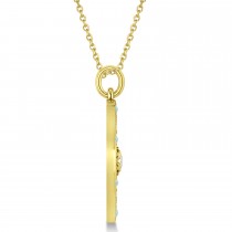 Compass Pendant Aquamarine & Diamond Accented 14k Yellow Gold (0.19ct)