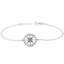 Diamond Nautical Compass Bracelet 14k White Gold (0.19ct)