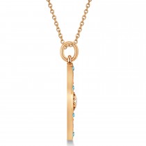 Compass Pendant Blue Topaz & Diamond Accented 14k Rose Gold (0.19ct)