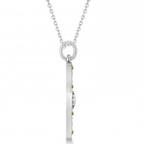 Compass Pendant Peridot & Diamond Accented 14k White Gold (0.19ct)