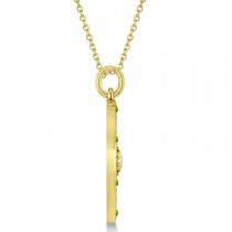 Compass Pendant Peridot & Diamond Accented 14k Yellow Gold (0.19ct)