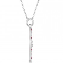 Compass Pendant Ruby & Diamond Accented 14k White Gold (0.19ct)
