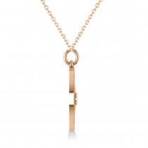 Nautical Compass Pendant Necklace Plain Metal 14k Rose Gold