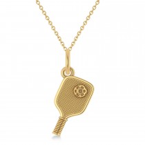 Pickleball Paddle Pendant Necklace 14k Yellow Gold