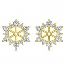 Diamond Flower Halo Earring Jackets 14k Yellow Gold (1.20ct)