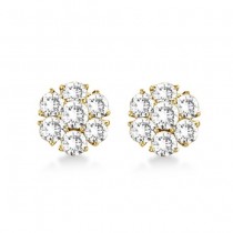 Diamond Flower Cluster Earrings in 14K Yellow Gold (2.05ct)