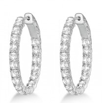 Oval-Shaped Diamond Hoop Earrings 14k White Gold (3.57ct)