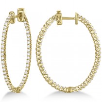 Lucida Oval-Shaped Diamond Hoop Earrings 14k Yellow Gold (2.00ct)