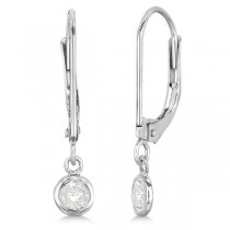 Leverback Dangling Drop Diamond Earrings 14k White Gold (0.20ct)