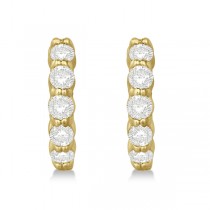 Hinged Hoop Diamond Huggie Style Earrings in 14k Yellow Gold (1.00ct)