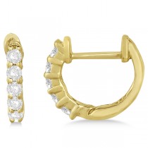 Hinged Hoop Diamond Huggie Style Earrings in 14k Yellow Gold (0.25ct)