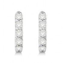 Hinged Hoop Diamond Huggie Style Earrings in 14k White Gold (0.33ct)