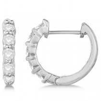 Hinged Hoop Diamond Huggie Style Earrings in 14k White Gold (0.50ct)