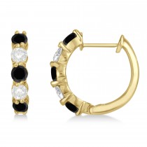 Prong Set Black & White Diamond Hoop Earrings 14k Yellow Gold (1.94ct)