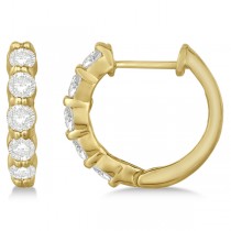 Hinged Hoop Lab Grown Lab Grown Diamond Huggie Style Earrings in 14k Yellow Gold (1.00ct)