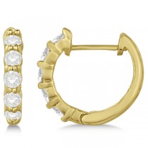 Hinged Hoop Lab Grown Lab Grown Diamond Huggie Style Earrings in 14k Yellow Gold (0.50ct)
