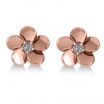 Diamond Flower Blossom Stud Earrings 14k Rose Gold (0.06ct)