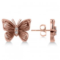 Diamond Butterfly Stud Earrings 14k Rose Gold (0.02ct)
