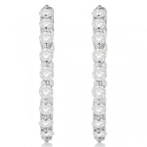 Inside Out Diamond Hoop Earrings Prong Set in 14k White Gold 2.00ct