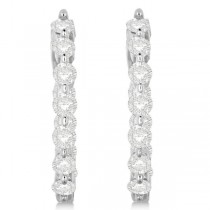 Inside Out Diamond Hoop Earrings Prong Set in 14k White Gold 1.34ct