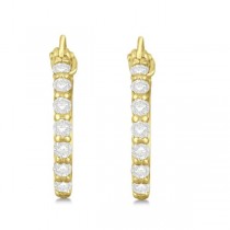 Genuine Diamond Hoop Earrings Pave Set in 14k Yellow Gold 0.33ct