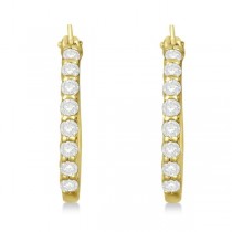 Genuine Diamond Hoop Earrings Pave Set in 14k Yellow Gold 0.50ct