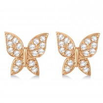 Diamond Butterfly Stud Earrings 14k Rose Gold (0.30ct)