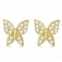 Diamond Butterfly Stud Earrings 14k Yellow Gold (0.30ct)