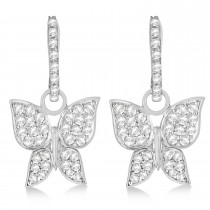 Diamond Butterfly Drop Earrings 14k White Gold (1.26ct)