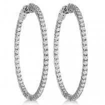 Prong-Set Diamond Hoop Earrings in 14k White Gold (3.00ct)
