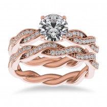 Diamond Twisted Bridal Set Setting 14k Rose Gold (0.42ct) - SK24 Diamond Twisted Bridal Set Setting 14k Rose Gold (0.42ct) - SK24