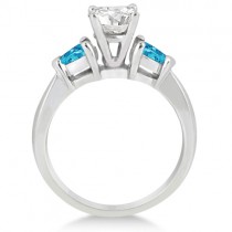 Pear Cut Three Stone Blue Topaz Engagement Ring 14k White Gold (0.50ct)