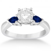 Pear Three Stone Blue Sapphire Engagement Ring 18k White Gold (0.50ct)