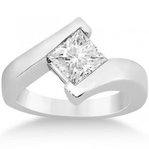 Princess Cut Tension Set Engagement Ring Solitaire Setting Platinum