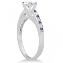 Amethyst & Diamond Engagement Ring Set 14k White Gold (0.55ct)