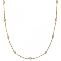 Diamond Station Necklace Bezel-Set in 14k Yellow Gold (0.50 ctw)