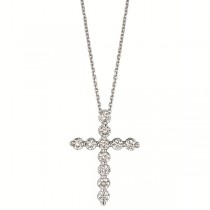 Diamond Cross Pendant Necklace in 14k White Gold (1.01ct)