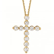 Diamond Cross Pendant Necklace in 14k Yellow Gold (1.01ct)