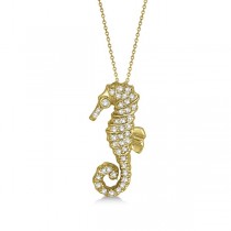 Diamond Seahorse Pendant Necklace 14k Yellow Gold (0.29ct)