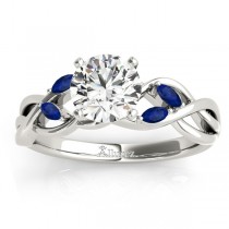 Marquise Blue Sapphire & Diamond Bridal Set Setting 14k White Gold (0.43ct)