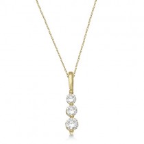 Three-Stone Graduated Diamond Pendant Necklace 14K Yellow Gold (0.50ct)