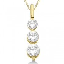 Three-Stone Graduated Diamond Pendant Necklace 14K Yellow Gold (1.05ct)