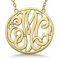 Custom Initial Circle Monogram Pendant Necklace in 14k Yellow Gold